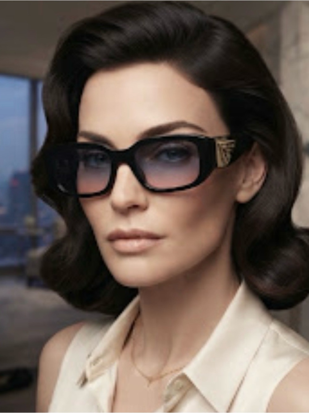 Dolce & Gabbana Black Sunglasses with Gold Temple Detail
